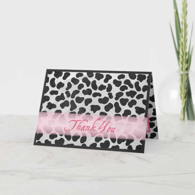 Cartão De Agradecimento Obrigado Dalmatian do rosa do teste padrão do (Frente)