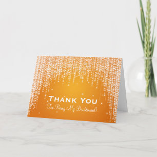 Cartão De Agradecimento Obrigado Damas de Honra Noite Dazzle Laranja
