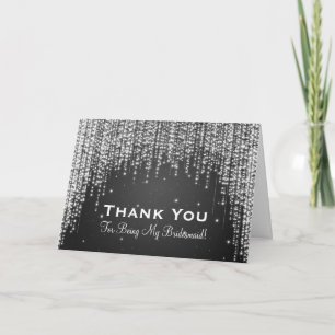 Cartão De Agradecimento Obrigado Damas de Honra Noite Dazzle Preto