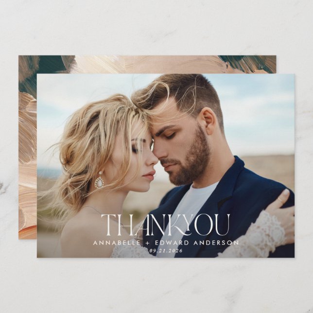 Cartão De Agradecimento Obrigado de casamento 1, você, terracotta, pintou (Frente/Verso)