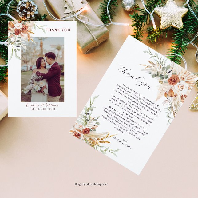 Cartão De Agradecimento Obrigado de casamento boêmia. (Criador carregado)