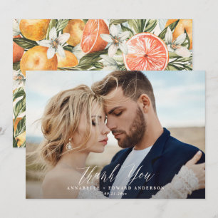 Cartão De Agradecimento Obrigado de casamento com fotos de citros
