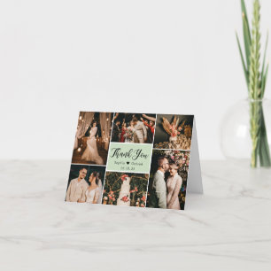 Cartão De Agradecimento Obrigado de Casamento de Colagem de Fotografias Mo