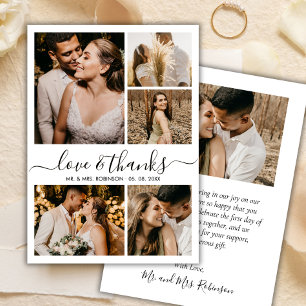 Cartão De Agradecimento Obrigado de Casamento de Colagem de Fotos por Obri
