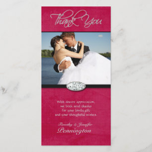 Cartão De Agradecimento Obrigado de casamento de diamante rosa quente, car