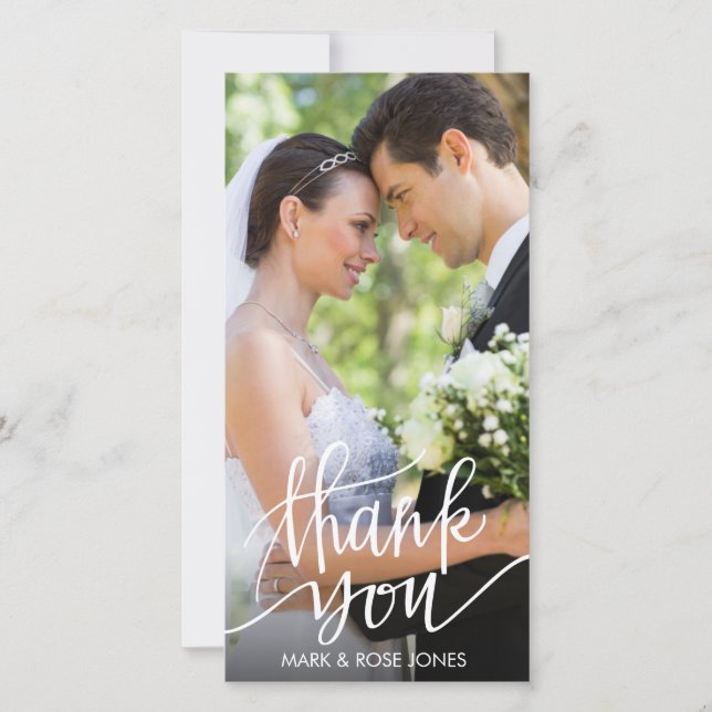 Cartão De Agradecimento obrigado de casamento de script divertido (Frente)