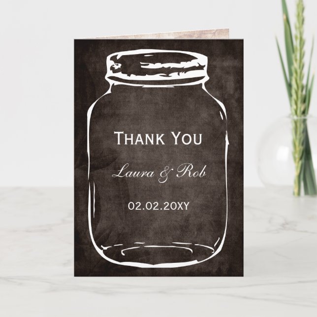 Cartão De Agradecimento obrigado de casamento do Mason jar Russo (Frente)