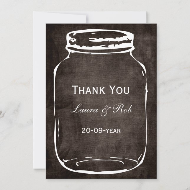 Cartão De Agradecimento obrigado de casamento do Mason jar Russo (Frente)