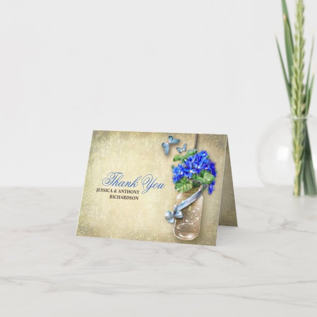 Cartão De Agradecimento obrigado de casamento mason jar design (Frente)