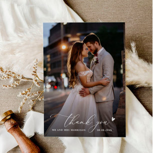 Cartão De Agradecimento obrigado de casamento personalizado moderno