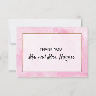 Cartão De Agradecimento Obrigado de casamento rosa, você na água