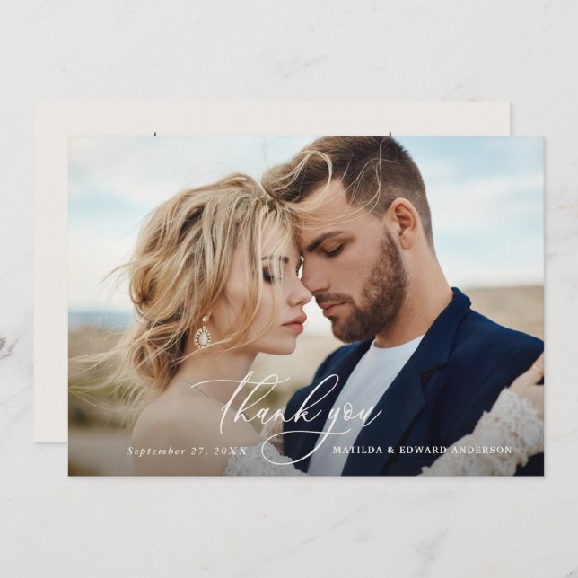 Cartão De Agradecimento Obrigado de casamento russo elegante você botânico (Frente/Verso)