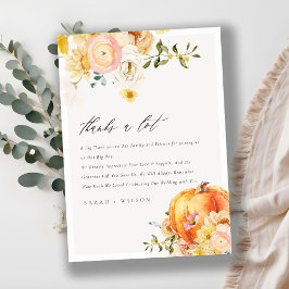 Cartão De Agradecimento Obrigado de Casamento Rustic Floral Orange Autumn 