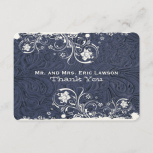 Cartão De Agradecimento Obrigado de couro azul rústico extravagante do