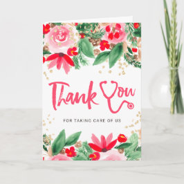 Cartão De Agradecimento Obrigado de enfermeira de aquarela de Natal esteto