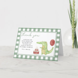 Cartão De Agradecimento Obrigado de festa de aniversário crocodilo