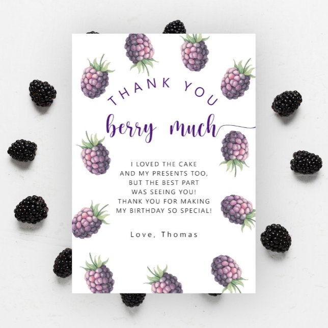 Cartão De Agradecimento Obrigado de festa de aniversário de Blackberry (Criador carregado)