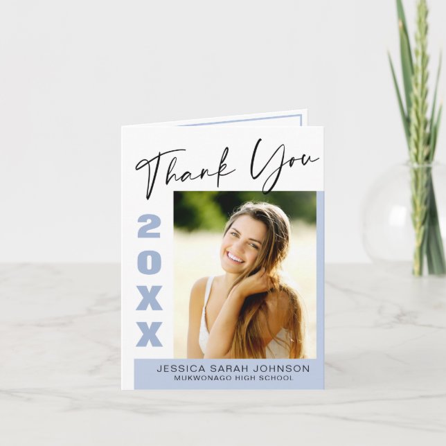 Cartão De Agradecimento Obrigado de FOTO 2 para Graduação Simples Moderna (Frente)