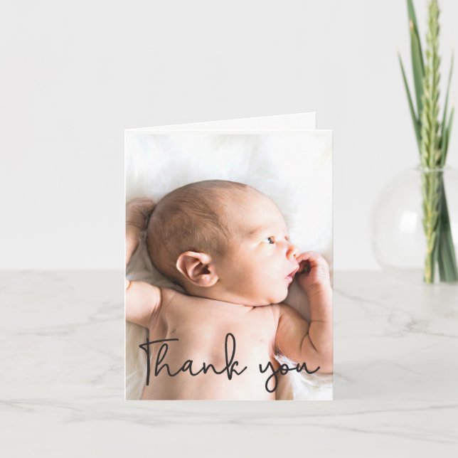 Cartão De Agradecimento Obrigado de Foto Vertical para Bebê (Frente)