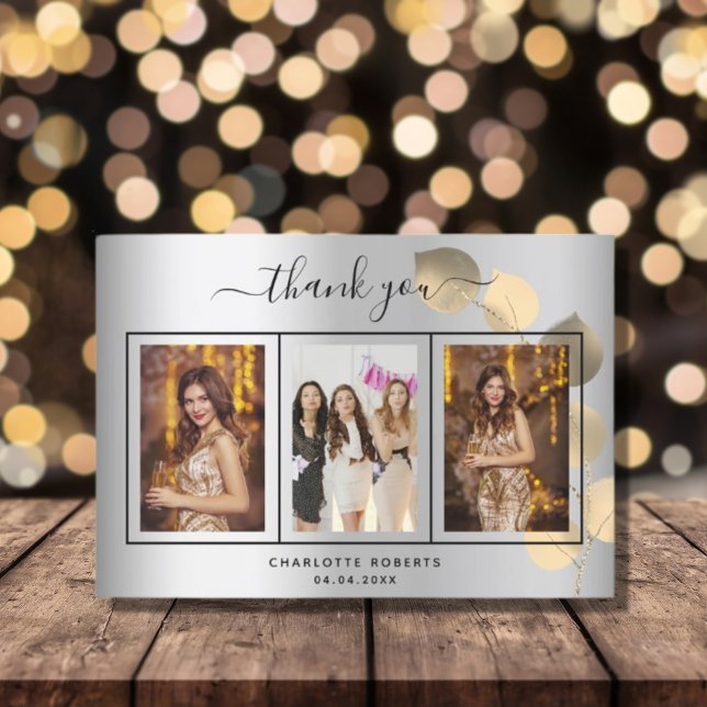 Cartão De Agradecimento Obrigado de fotos de ouro eucalipto prateado de an (Criador carregado)