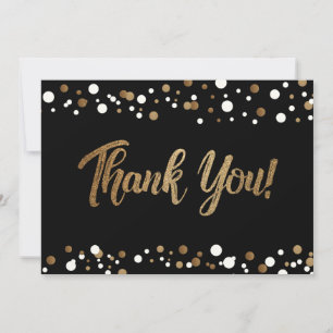 Cartão De Agradecimento Obrigado de Graduação de Confetti branco Dourado