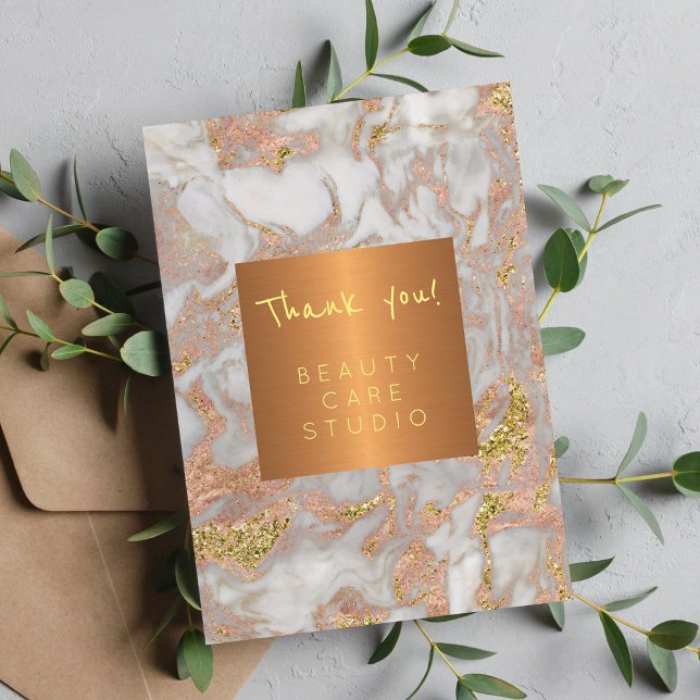 Cartão De Agradecimento Obrigado de mármore de cinzas metálicas de cobre (Criador carregado)