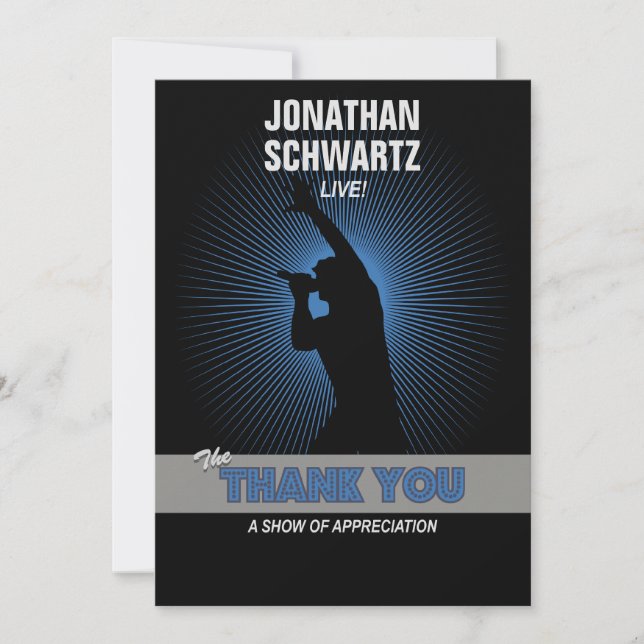 Cartão De Agradecimento Obrigado de Mitzvah do bar da estrela do rock (Frente)