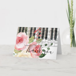 Cartão De Agradecimento obrigado de piano de música floral