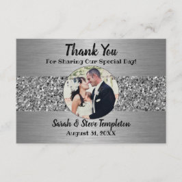 Cartão De Agradecimento Obrigado de prata do casamento da foto da faísca