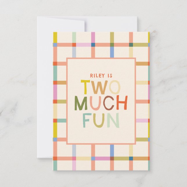 Cartão De Agradecimento Obrigado de segundo aniversário "Dois muito divert (Frente)