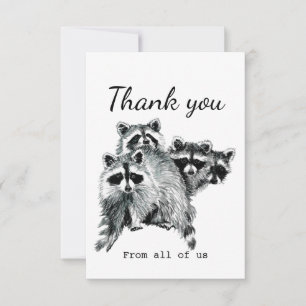 Cartão De Agradecimento Obrigado De Todos Nós, Engraçado Raccoon Animal Ar