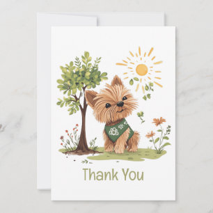 Cartão De Agradecimento Obrigado Dia da Terra, Yorkie Dog Gardening