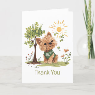 Cartão De Agradecimento Obrigado Dia da Terra, Yorkie Dog Gardening