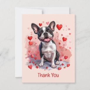 Cartão De Agradecimento Obrigado Dia de os namorados Boston Terrier Dog