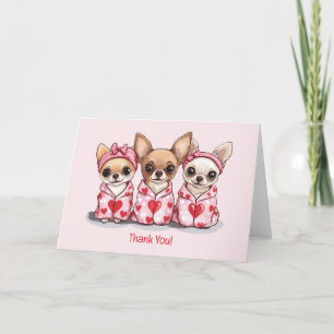 Cartão De Agradecimento Obrigado Dia de os namorados Chihuahua Dogs