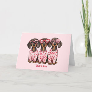 Cartão De Agradecimento Obrigado Dia de os namorados Dachshund Dogs