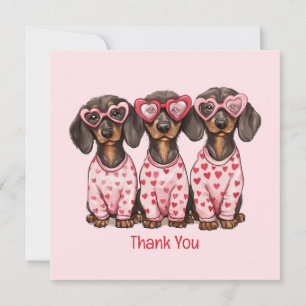 Cartão De Agradecimento Obrigado Dia de os namorados Dachshund Dogs