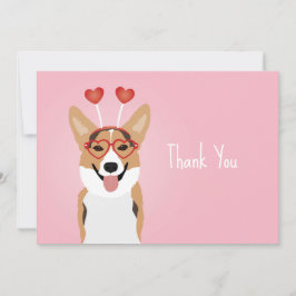 Cartão De Agradecimento Obrigado Dia de os namorados De Cachorro Corgi
