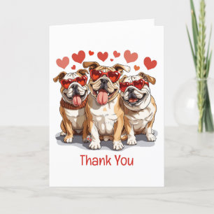 Cartão De Agradecimento Obrigado Dia de os namorados Inglês Buldogue