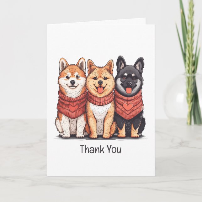 Cartão De Agradecimento Obrigado Dia de os namorados Shiba Inu Dogs (Frente)