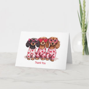Cartão De Agradecimento Obrigado Dia dos Namorados Dachshund Cachorros