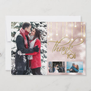 Cartão De Agradecimento Obrigado DIY 3 foto rosa gold string