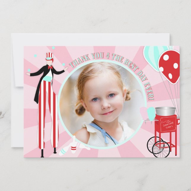 Cartão De Agradecimento Obrigado do algodão doce do caminhante do Stilt do (Frente)