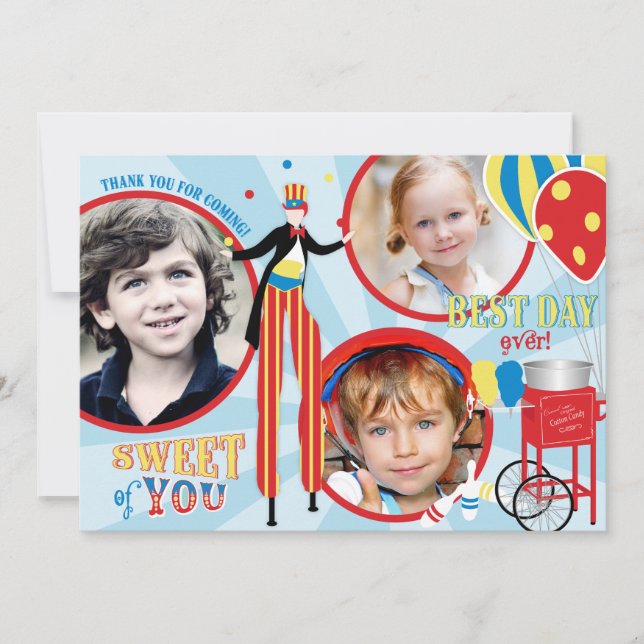 Cartão De Agradecimento Obrigado do algodão doce do caminhante do Stilt do (Frente)