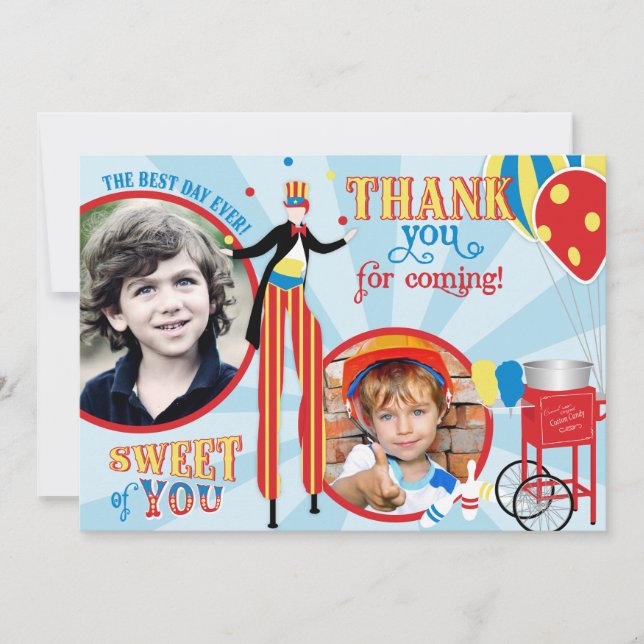 Cartão De Agradecimento Obrigado do algodão doce do caminhante do Stilt do (Frente)