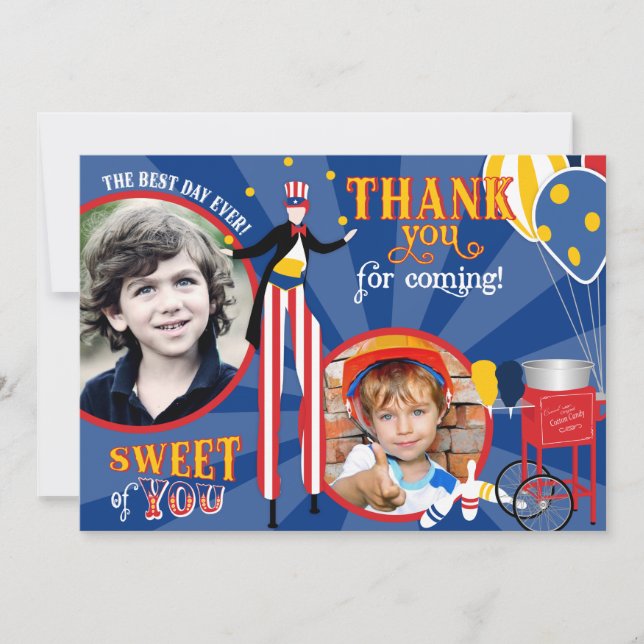 Cartão De Agradecimento Obrigado do algodão doce do caminhante do Stilt do (Frente)