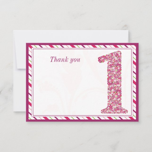 Cartão De Agradecimento Obrigado do aniversário das flores e das (Frente)