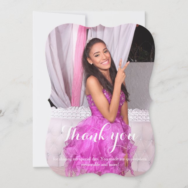 Cartão De Agradecimento Obrigado do aniversário de Quinceañera 15o você (Frente)