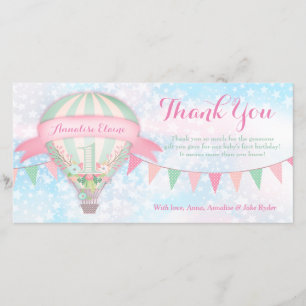 Cartão De Agradecimento Obrigado do aniversário do balão de ar quente do