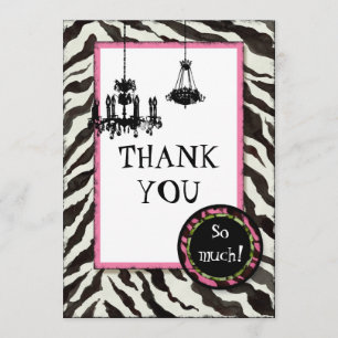 Cartão De Agradecimento Obrigado do aniversário você, zebra, candelabro 